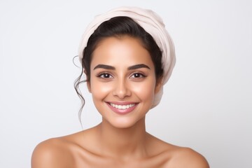 Woman using skincare cosmetics beauty products