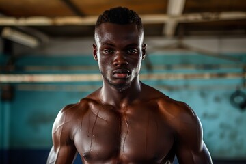 Fototapeta na wymiar African man sport gym. Training workout. Generate Ai