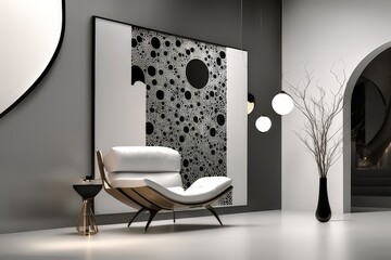 a modern living room with fireplace