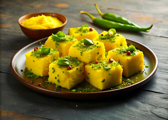 Farali dhokla homemade item delicious food. Potatos with herbs testy dish
