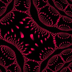 red 3d columns arranged in rows circular arrangement on a black background