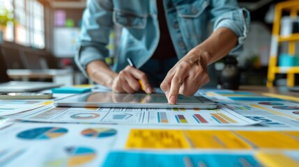 Visionary leader showcases business plan using tablet