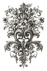Heraldic Crest with Filigree Floral Design Isolated on Transparent Background