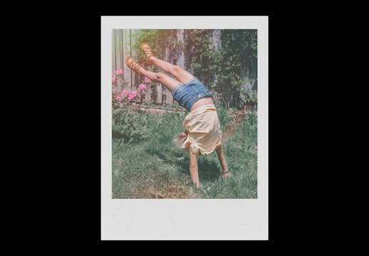 Instant Analog Film Frame Photo Effect Mockup Template Retro Texture Vintage