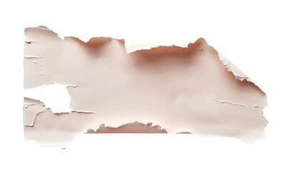 Torn Pastel Paper Sheet with Ripped Edges and Shadow on Transparent Background