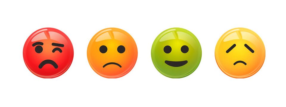 Naklejki Set of Satisfaction Rating Emoji Faces Isolated on Transparent Background