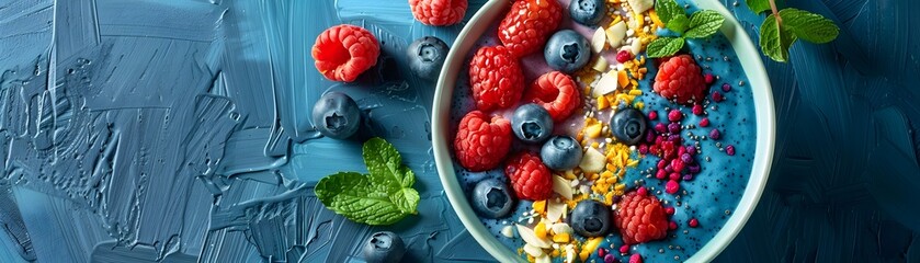 A bowl of fruit with blueberries and raspberries