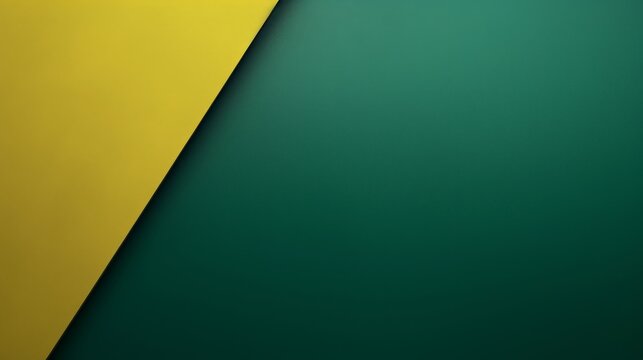 Bold color contrast: Green background with a yellow triangle at the top, offering a visually striking canvas for copy.