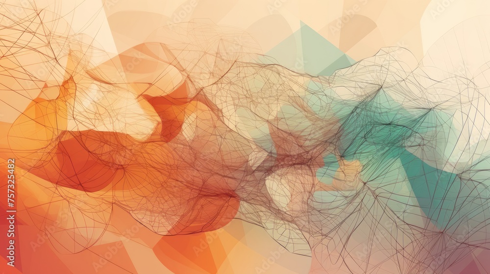 Poster abstract elegance: a beautiful composition featuring a web of lines and shapes in the background.