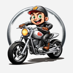 Fototapeta na wymiar Motorcycle Cartoon Logo Design Very Cool