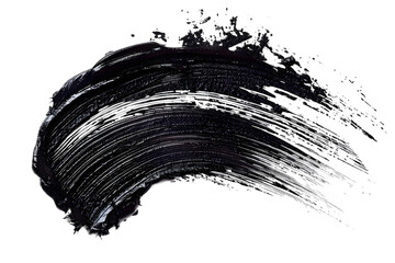 Mascara brush stroke texture black paint swatch makeup smudge ink isolated on transparent background