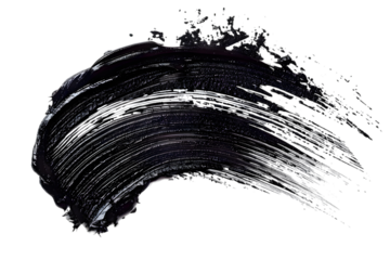 Mascara brush stroke texture black paint swatch makeup smudge ink isolated on transparent background