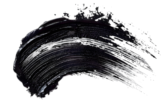 Mascara brush stroke texture black paint swatch makeup smudge ink isolated on transparent background - Powered by Adobe