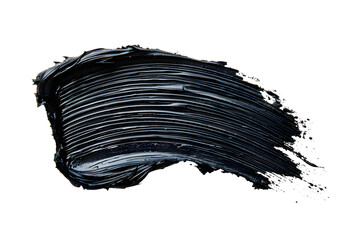 Mascara brush stroke texture black paint swatch makeup smudge ink isolated on transparent background