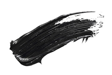 Mascara brush stroke texture black paint swatch makeup smudge ink isolated on transparent background