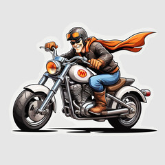 Motorcycle Cartoon Logo Design Very Cool