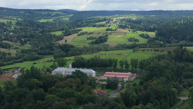 Beautiful Landscape Forest Mountains Bieszczady Bircza Aerial View Poland