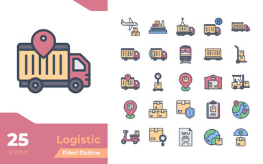 Logistic Delivery Filled Outline Icons