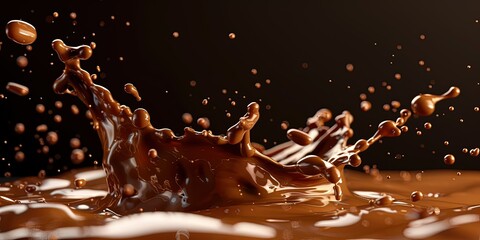 Splash chocolate liquid, coffee, caramel, milk, background, wallpaper. - obrazy, fototapety, plakaty