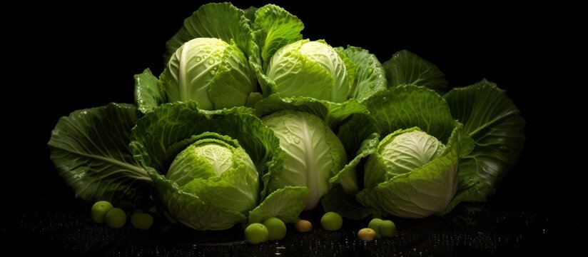 cabbage isolated on black background
