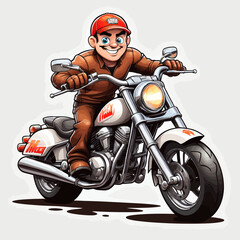 Motorcycle Cartoon Logo Design Very Cool