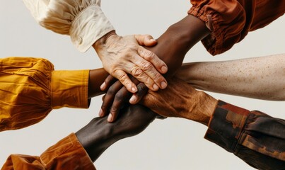 People from different walks of life holding hands