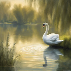 Fototapeta premium swan on the lake