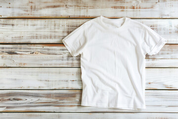 white t shirt on wooden background