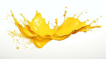 Sunshine Burst: Yellow Paint Splash Isolated on Pristine White