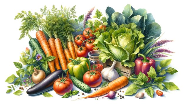 Watercolor painting of Vegetables
