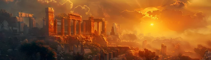 Foto op Canvas Sunset Embrace over the Forgotten Empire © Nattawat