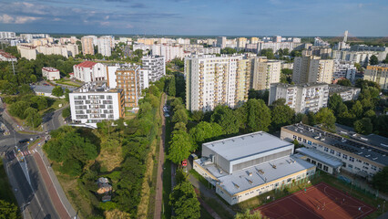Primary school and buildings in Goclaw area, subdistrict of Praga-Poludnie, Warsaw city, Poland