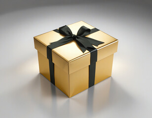 Gold gift box with ribbon black and gold colours
