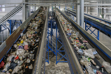 Process of sorting waste and trash.