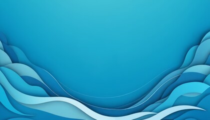 Obraz premium Sea illustration, blue waves. Summer design. Design concept for water park, tourism, cruise, advertising, print. flat lay, copy space