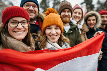austria soccer fans with flag