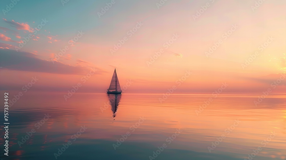 Wall mural sailing on the sunset