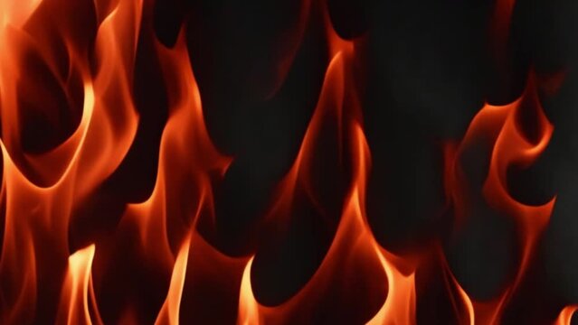 burning fire, red fire, burning fire on black background in slow motion, footage, 4k footage, videos, video clip, short video