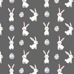 vector bunny rabbit and egg cartoon seamless pattern animal background
