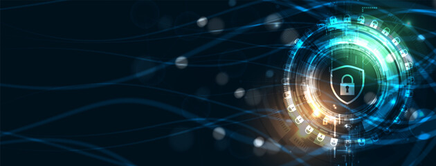 Cyber security and information or network protection. Future cyber technology web services for business and internet project