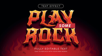 Editable text effects. Rock music event title with flames