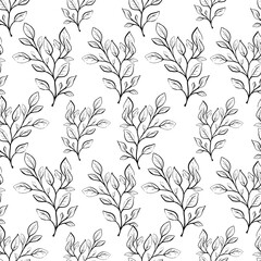 Seamless pattern with leaves. Vector illustration. - 757343221
