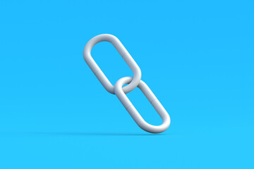 Falling link icon on blue background. Connection symbol. Data protection. 3d render