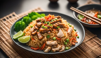Stir fried rice noodle with pork
