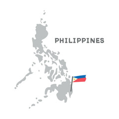 Philippines vector map with the flag inside. Map of the Philippines with the national flag isolated on white background. Vector illustration. Every country in the world is here