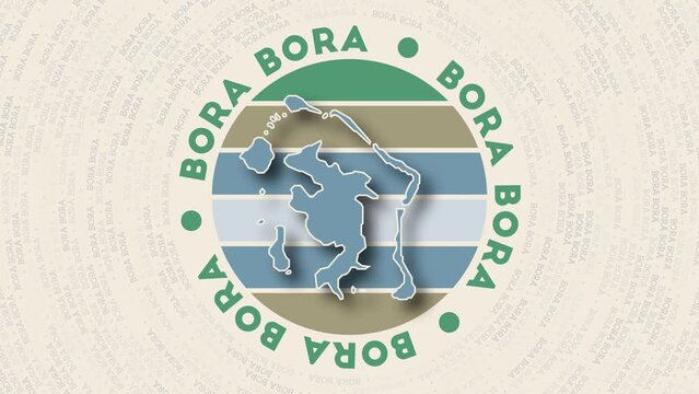 Bora Bora logo intro. Badge with a circular name and border shape. Beautiful Bora Bora round logo animation.