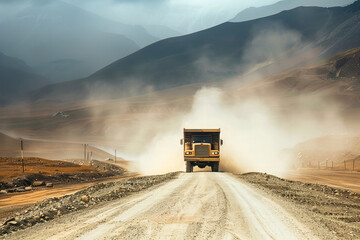 Rugged Adventure: Dusty Road Ahead as Truck Conquers Mountain Path Banner