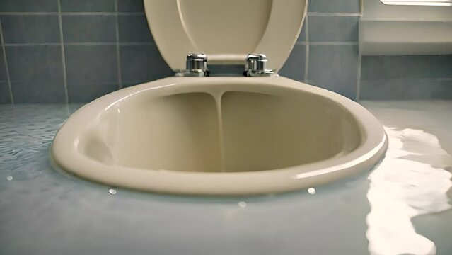 White Toilet Overflowing Generative AI