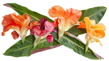 Canna Lily Collection: Vibrant Floral Art in 3D, Isolated on Transparent Background for Graphic Designers and Nature Lovers. - obrazy, fototapety, plakaty