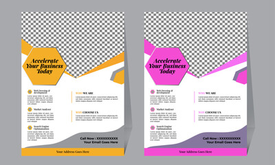 Eye catching color flyer design for company , corporate , business farm , business as well as introduction way with polygon background .